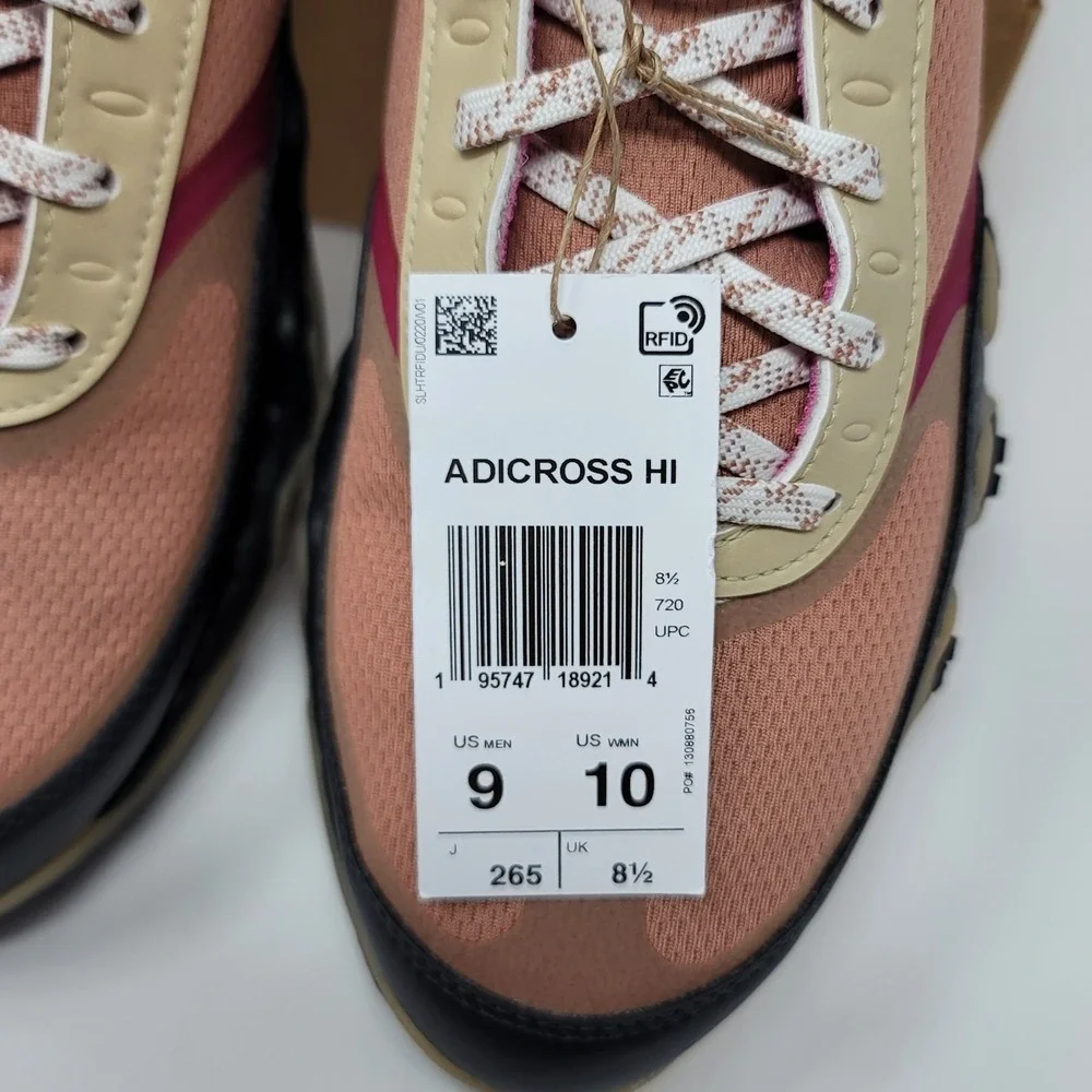 Adidas Adicross Hi Golf Shoes Mens 9 Womens 10 Brown Pink GV9780 Spikeless Boots